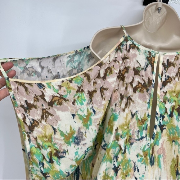 Lovestitch Floral Cold Shoulder Keyhole V-Neckline Multicolor Scarf Blouse - Picture 8 of 11